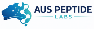 Logo of Aus Peptide Labs with a blue and green design on a white background